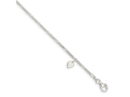 FJC Finejewelers 925 Sterling Silver Figaro Heart Dangle Anklet 9 Inches x 6 mm