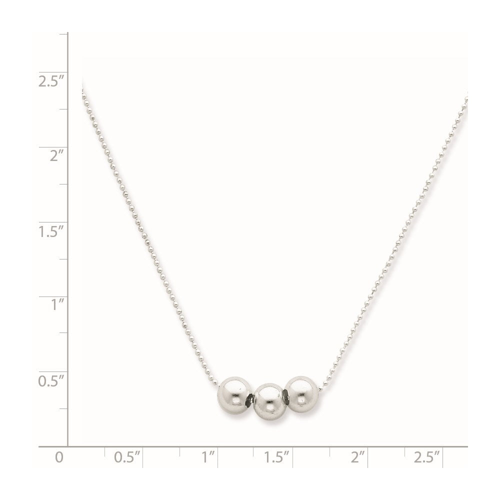 FJC Finejewelers 925 Sterling Silver Polished 3 Bead Necklace 17 mm 24 inch Chain