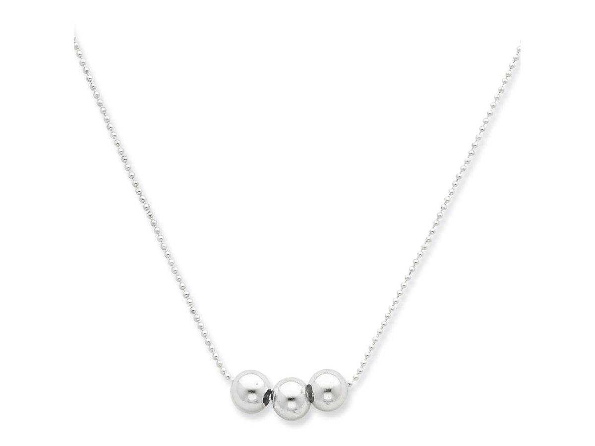 FJC Finejewelers 925 Sterling Silver Polished 3 Bead Necklace 17 mm 24 inch Chain