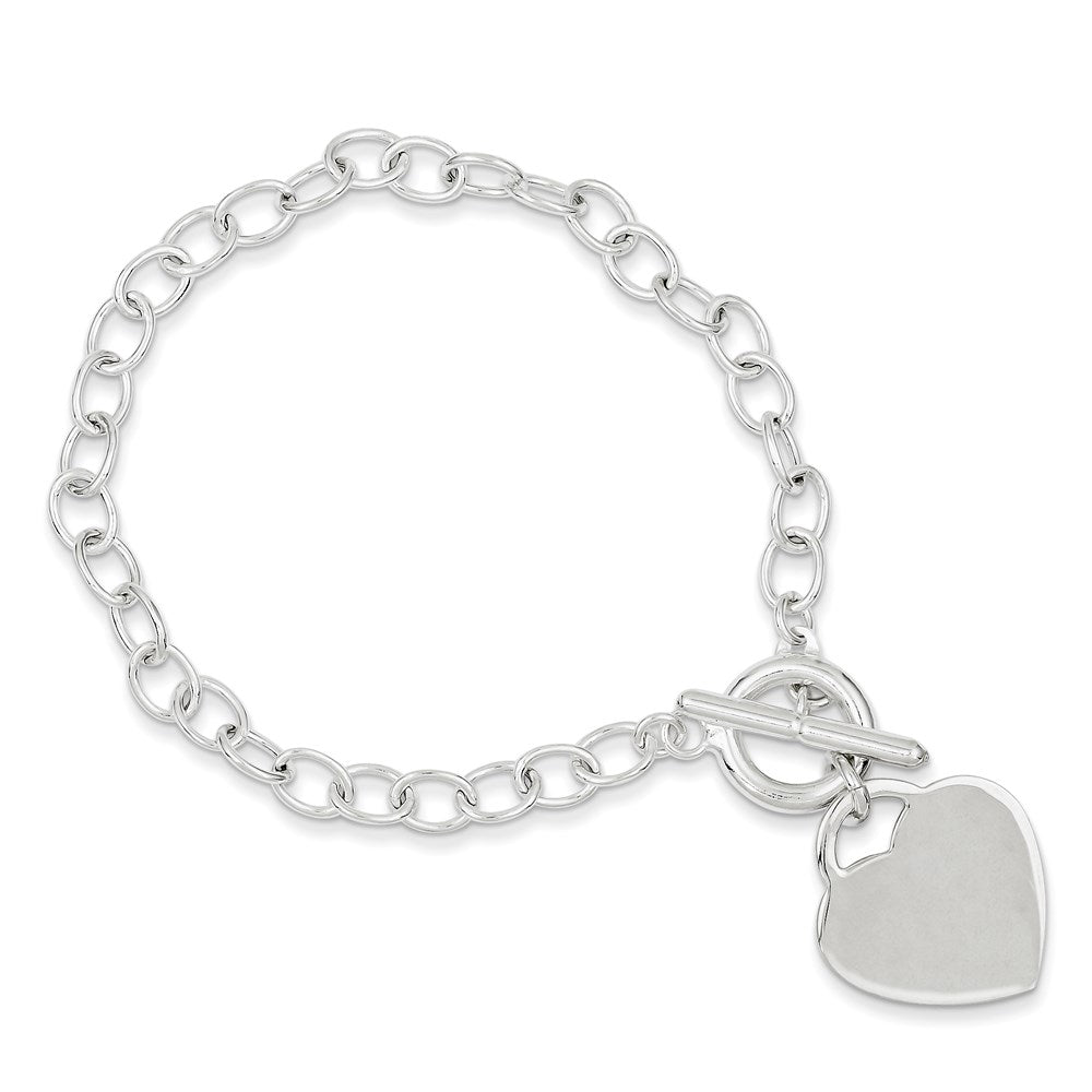 FJC Finejewelers 925 Sterling Silver Oval Link Engraveable Heart Bracelet 7.5 Inches x 21 mm
