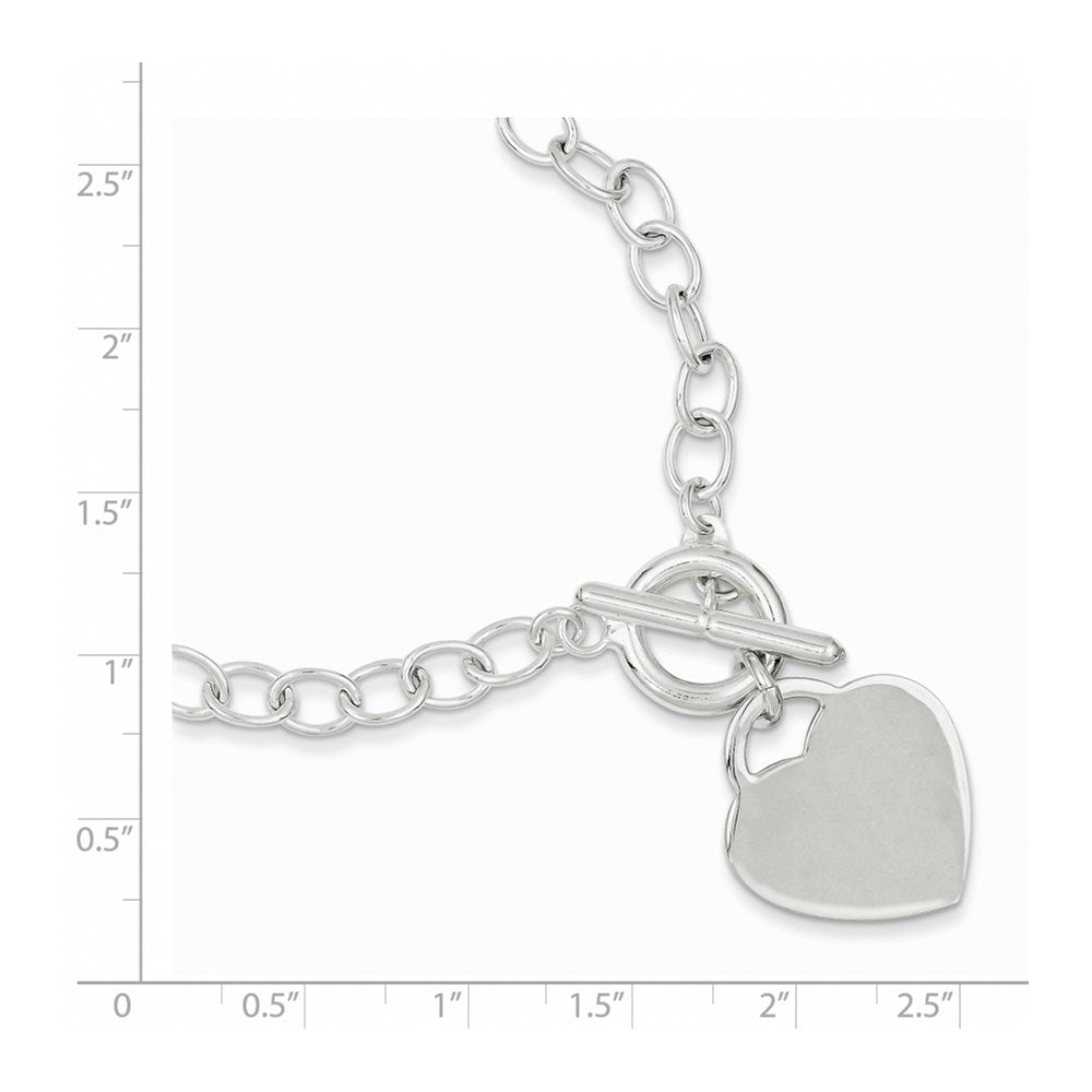 FJC Finejewelers 925 Sterling Silver Oval Link Engraveable Heart Bracelet 7.5 Inches x 21 mm