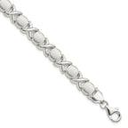 FJC Finejewelers 925 Sterling Silver Fancy Polished and Satin XO Bracelet 8 Inches x 9 mm