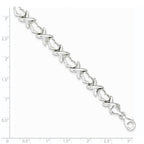 FJC Finejewelers 925 Sterling Silver Link Polished and Satin X and Hearts Bracelet 8 Inches x 8 mm
