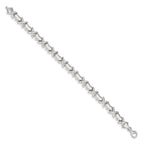 FJC Finejewelers 925 Sterling Silver Link Polished and Satin X and Hearts Bracelet 8 Inches x 8 mm