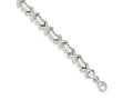 FJC Finejewelers 925 Sterling Silver Link Polished and Satin X and Hearts Bracelet 8 Inches x 8 mm