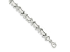 FJC Finejewelers 925 Sterling Silver Link Polished and Satin X and Hearts Bracelet 8 Inches x 8 mm