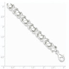 FJC Finejewelers 925 Sterling Silver Link Polished X and O Bracelet 8 Inches x 9 mm