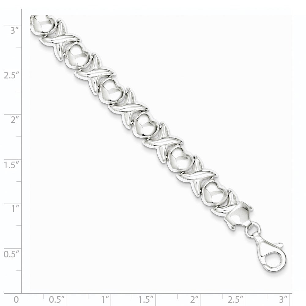 FJC Finejewelers 925 Sterling Silver Link Polished X and O Bracelet 8 Inches x 9 mm