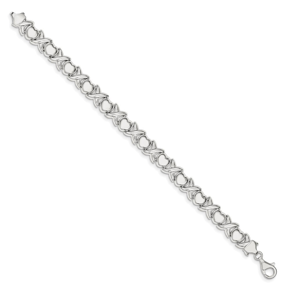 FJC Finejewelers 925 Sterling Silver Link Polished X and O Bracelet 8 Inches x 9 mm