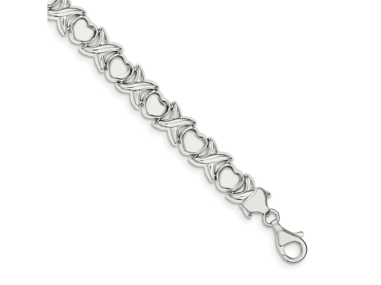 FJC Finejewelers 925 Sterling Silver Link Polished X and O Bracelet 8 Inches x 9 mm
