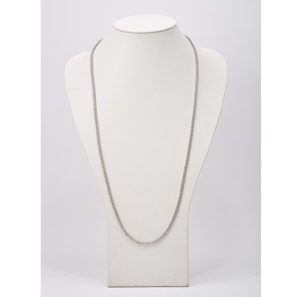 FJC Finejewelers 925 Sterling Silver Fancy Necklace Rhodium Plated CZ 36in Necklace 36 Inches