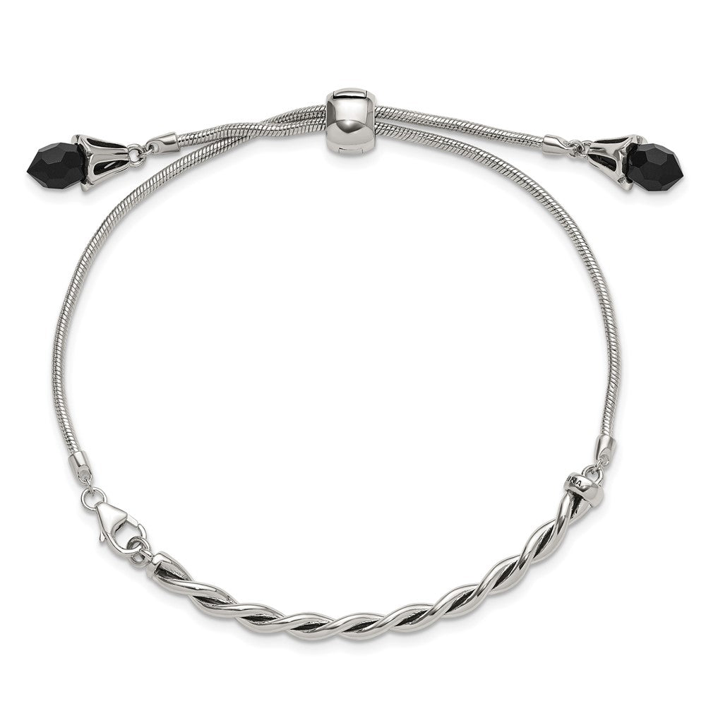 FJC Finejewelers 925 Sterling Silver Adjustable Stretch Wrap Antiqued Reflections Blue Crystal Bracelet 9 in