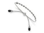 FJC Finejewelers 925 Sterling Silver Adjustable Stretch Wrap Antiqued Reflections Blue Crystal Bracelet 9 in