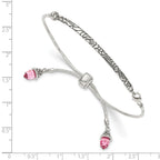 FJC Finejewelers 925 Sterling Silver Adjustable Antiqued Pink Crystal Briolette Adjustable Bracelet