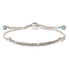 FJC Finejewelers 925 Sterling Silver Adjustable Antiqued Blue Crystal Round Bezel Adjustable Bracelet
