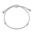 FJC Finejewelers 925 Sterling Silver Adjustable Antiqued Blue Crystal Round Bezel Adjustable Bracelet