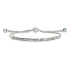 FJC Finejewelers 925 Sterling Silver Adjustable Antiqued Blue Crystal Round Bezel Adjustable Bracelet