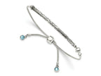 FJC Finejewelers 925 Sterling Silver Adjustable Antiqued Blue Crystal Round Bezel Adjustable Bracelet