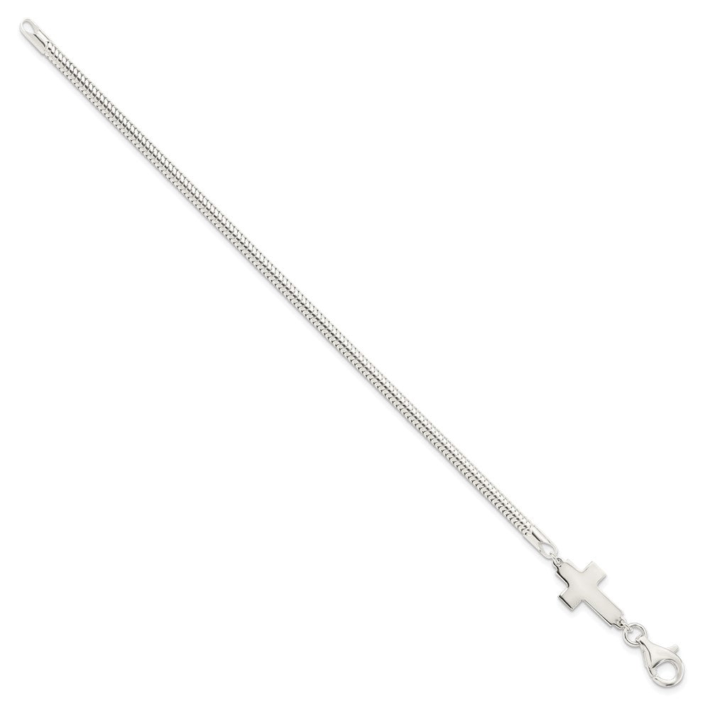 FJC Finejewelers 925 Sterling Silver Sideways Cross Bracelet 7.5 Inches