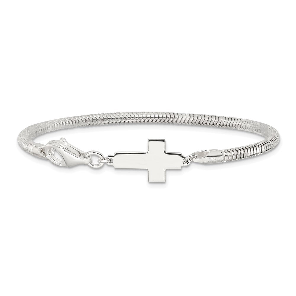 FJC Finejewelers 925 Sterling Silver Sideways Cross Bracelet 7.5 Inches