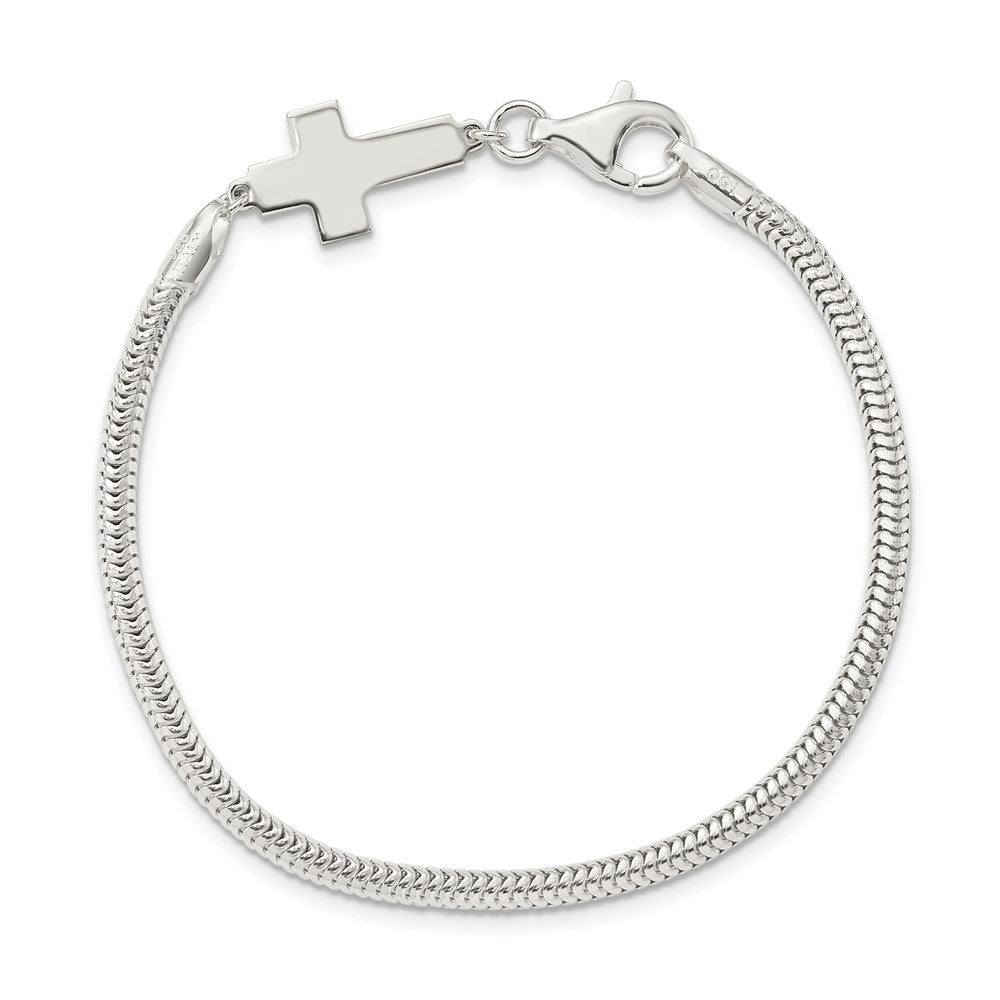FJC Finejewelers 925 Sterling Silver Sideways Cross Bracelet 7.5 Inches