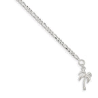 FJC Finejewelers 925 Sterling Silver Hand Made Figaro Palm Tree Anklet 9 Inches x 12 mm
