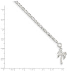 FJC Finejewelers 925 Sterling Silver Hand Made Figaro Palm Tree Anklet 9 Inches x 12 mm