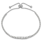 FJC Finejewelers 925 Sterling Silver CZ Rhodium Plated CZ 67 Stone 5 to 9 inch Adjustable Bracelet