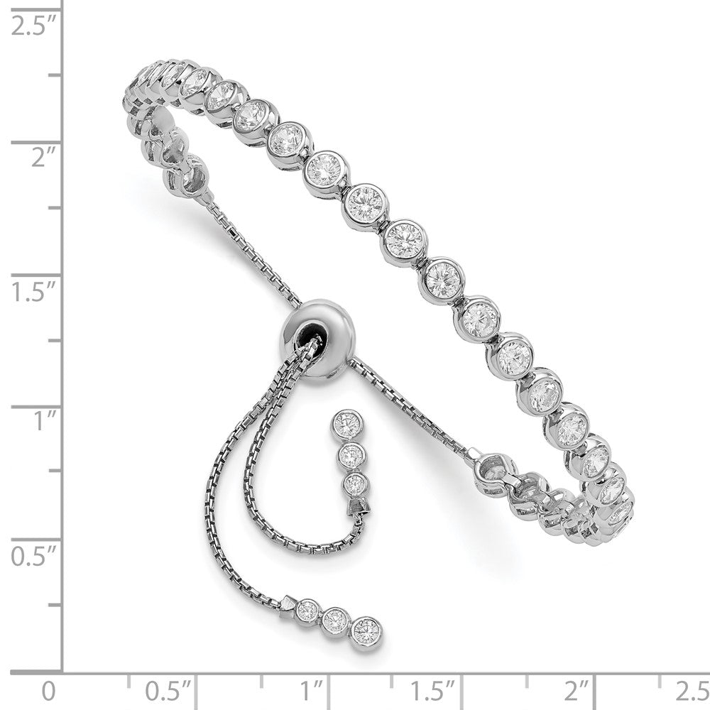 FJC Finejewelers 925 Sterling Silver Box Rhodium Plated CZ 35 Stone Polished Adjustable Bracelet 4.33 mm