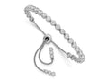 FJC Finejewelers 925 Sterling Silver Box Rhodium Plated CZ 35 Stone Polished Adjustable Bracelet 4.33 mm