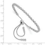FJC Finejewelers 925 Sterling Silver Box Rhodium Plated CZ 44 Stone Polished Adjustable Bracelet 3.62 mm