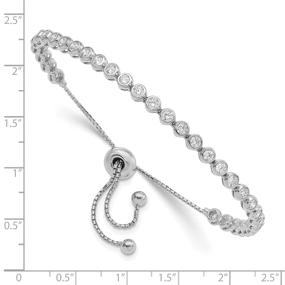 FJC Finejewelers 925 Sterling Silver Box Rhodium Plated CZ Adjustable Bracelet 3.87 mm