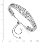 FJC Finejewelers 925 Sterling Silver Graduated CZ 3 Strand Adjustable Bracelet 10.5 mm