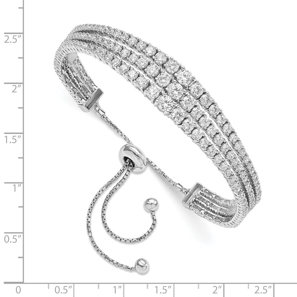 FJC Finejewelers 925 Sterling Silver Graduated CZ 3 Strand Adjustable Bracelet 10.5 mm
