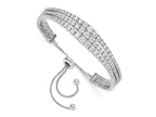 FJC Finejewelers 925 Sterling Silver Graduated CZ 3 Strand Adjustable Bracelet 10.5 mm