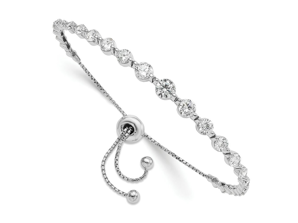 FJC Finejewelers 925 Sterling Silver Graduated CZ Adjustable 5in-8.75in Bracelet 5.3 mm