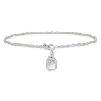 FJC Finejewelers 925 Sterling Silver Hand Made Rolo Shell Anklet 9 Inches x 12 mm