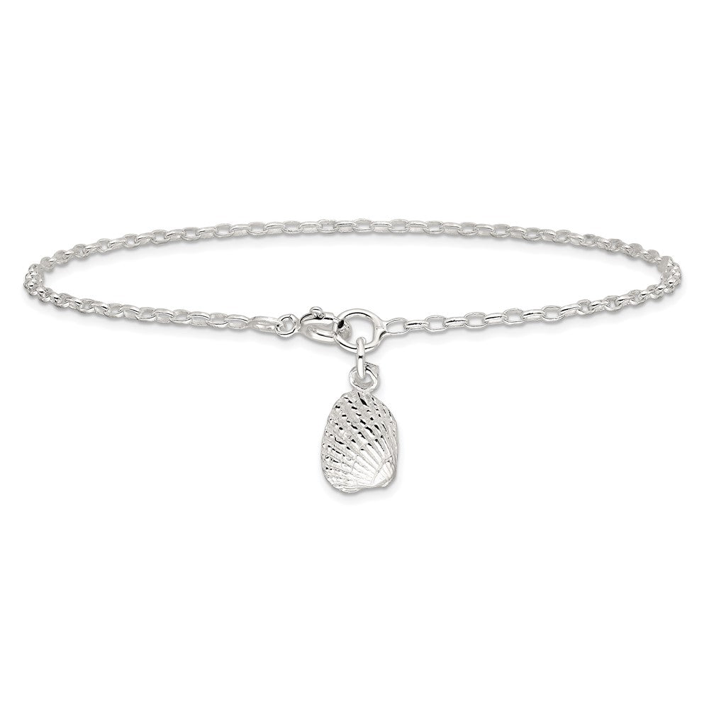 FJC Finejewelers 925 Sterling Silver Hand Made Rolo Shell Anklet 9 Inches x 12 mm