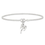FJC Finejewelers 925 Sterling Silver Hand Made Rolo Palm Tree Anklet 9 Inches x 12 mm