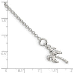 FJC Finejewelers 925 Sterling Silver Hand Made Rolo Palm Tree Anklet 9 Inches x 12 mm
