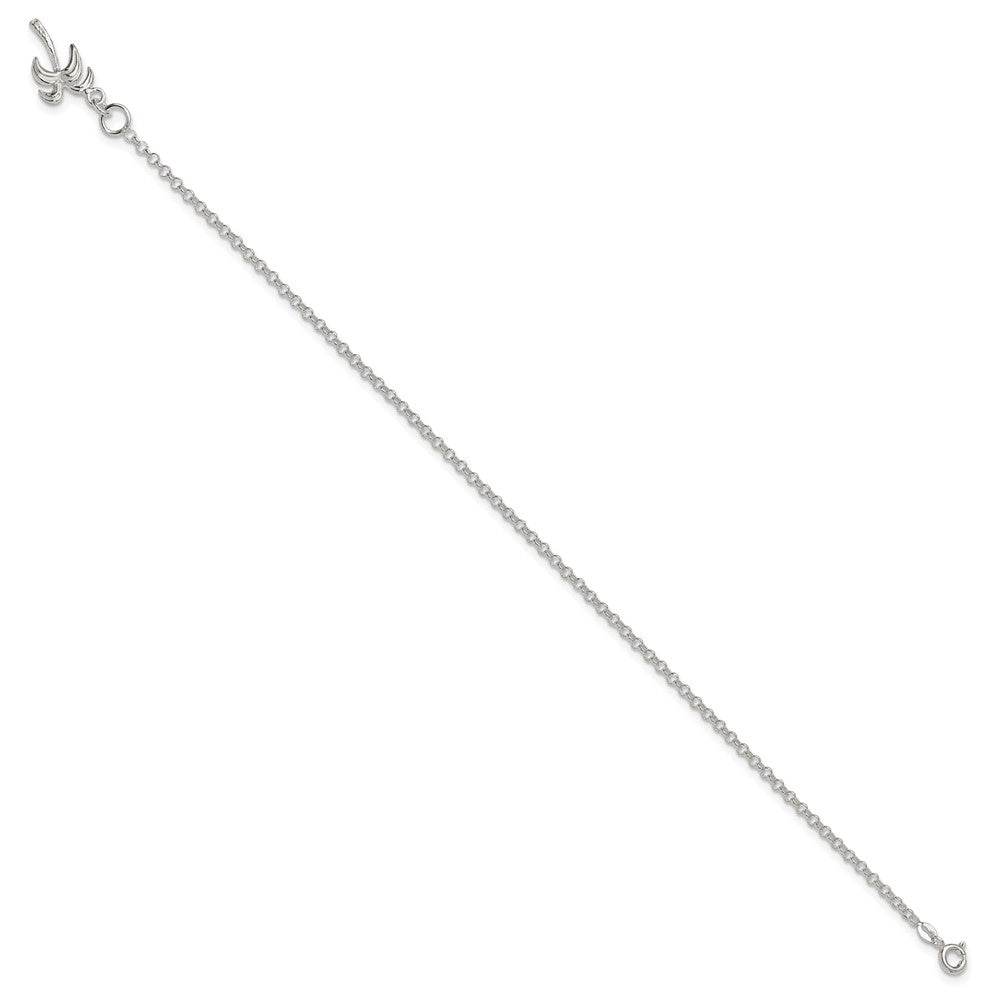 FJC Finejewelers 925 Sterling Silver Hand Made Rolo Palm Tree Anklet 9 Inches x 12 mm