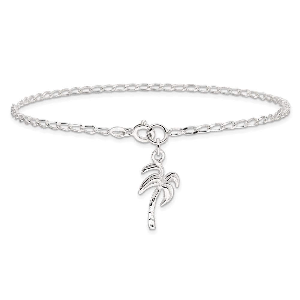 FJC Finejewelers 925 Sterling Silver Hand Made Link Palm Tree Anklet 9 Inches x 12 mm