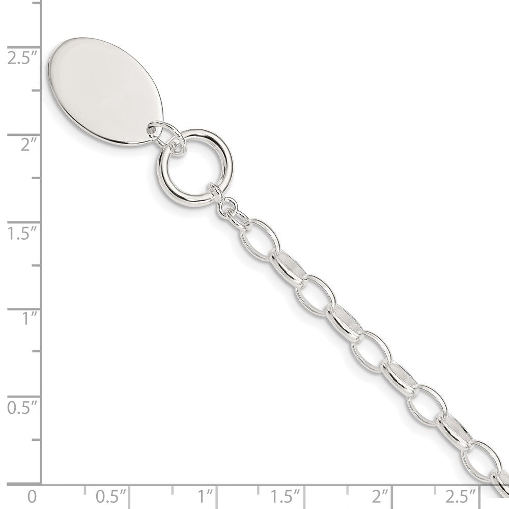 FJC Finejewelers 925 Sterling Silver Fancy Oval Disc Bracelet 7 Inches x 21 mm