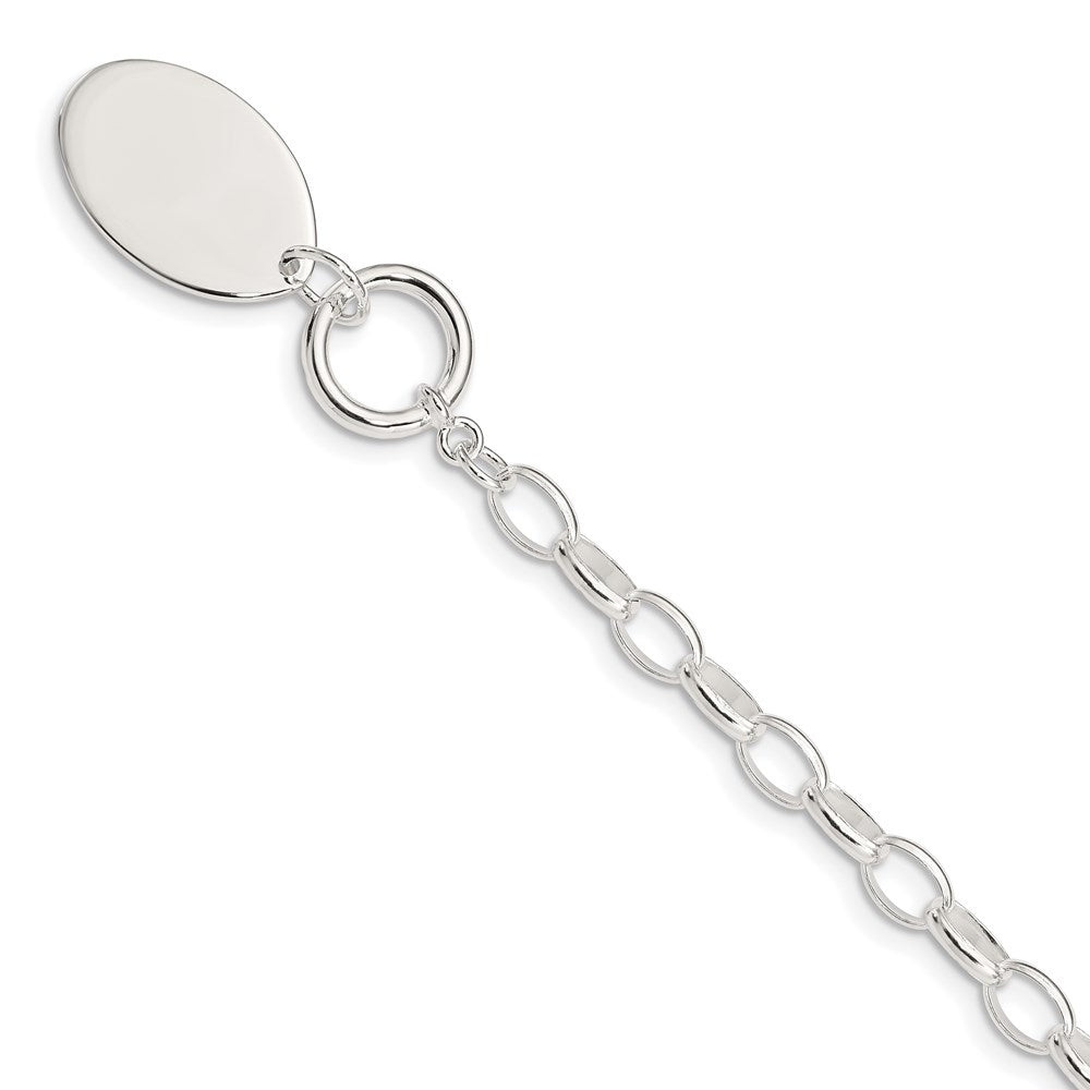 FJC Finejewelers 925 Sterling Silver Fancy Oval Disc Bracelet 7 Inches x 21 mm