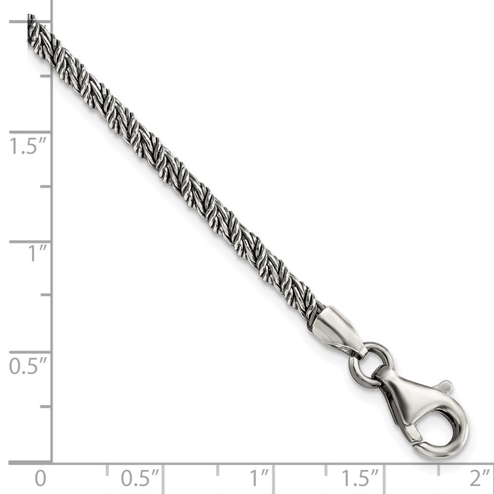 FJC Finejewelers 925 Sterling Silver Antiqued Polished Rope Bracelet 8 Inches x 3 mm