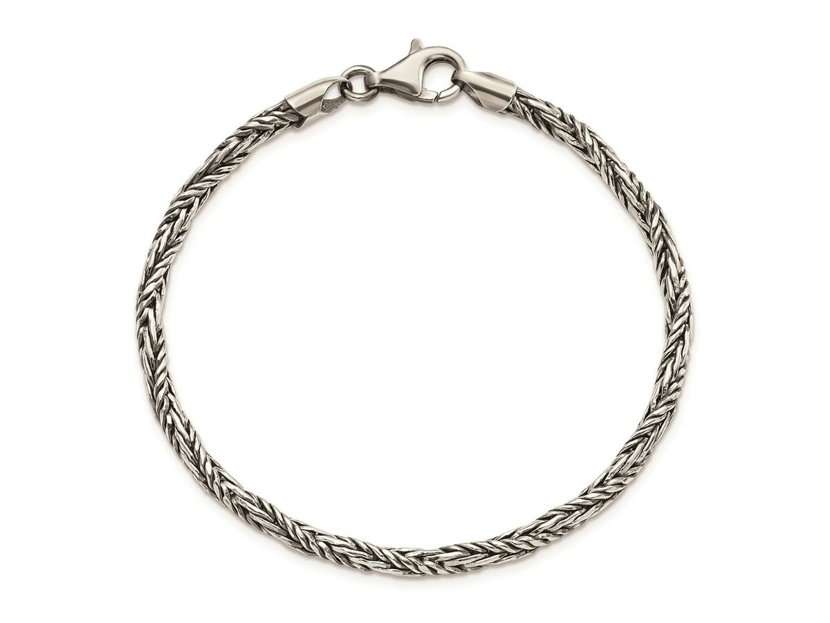 FJC Finejewelers 925 Sterling Silver Antiqued Polished Rope Bracelet 8 Inches x 3.55 mm