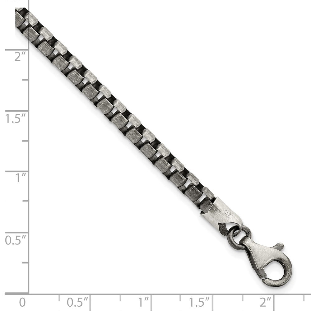 FJC Finejewelers 925 Sterling Silver Antiqued Brushed Box Bracelet 8 Inches x 4.11 mm