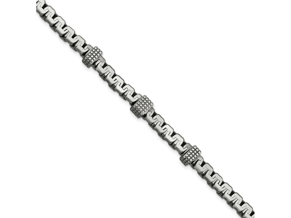 FJC Finejewelers 925 Sterling Silver Mens Antiqued Brushed Textured Link Bracelet 8.5 Inches x 8.3 mm