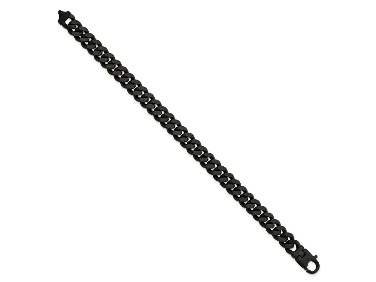 FJC Finejewelers 925 Sterling Silver Mens Matte Finish Black Ruthenium Curb Bracelet 8.5 Inches x 9.2 mm