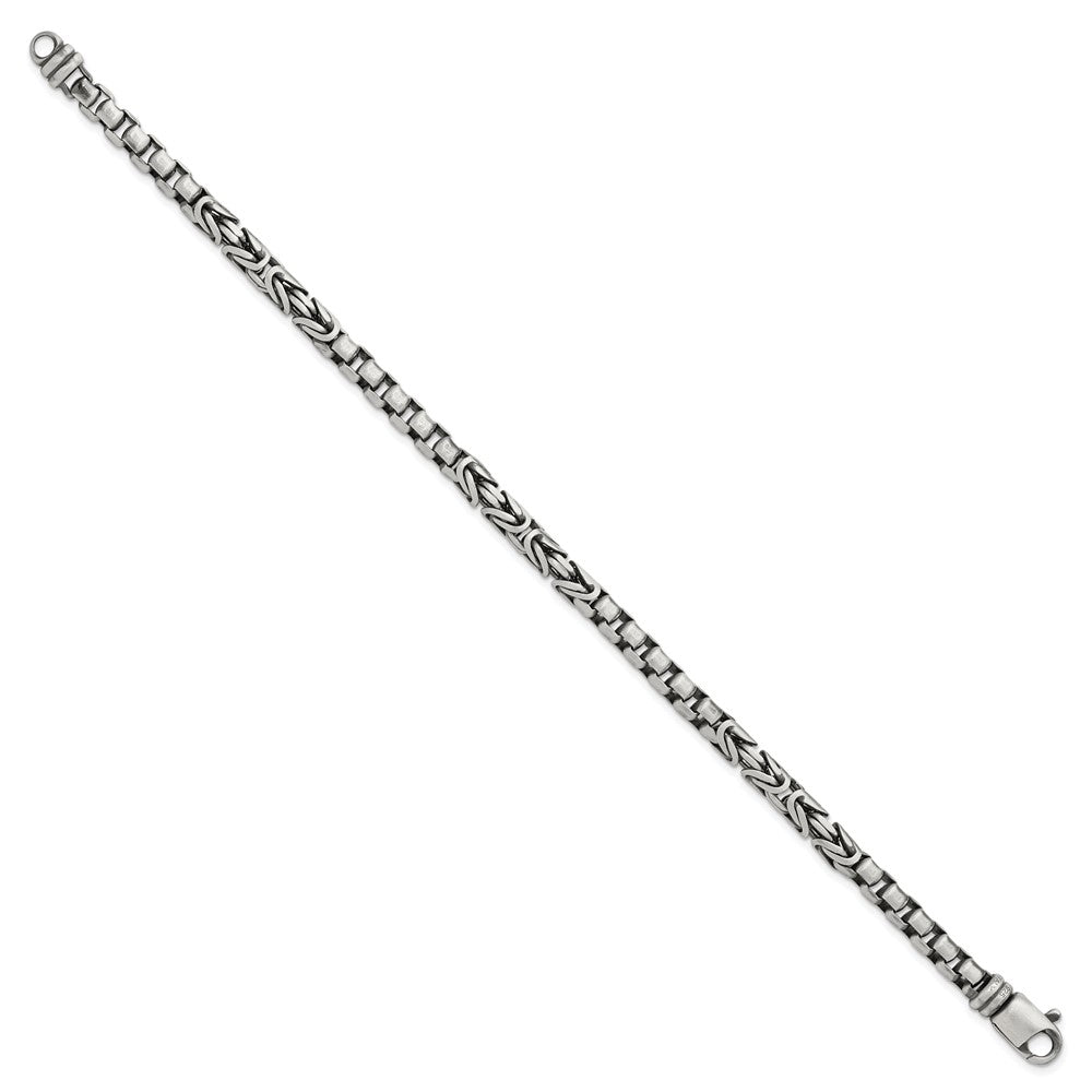 FJC Finejewelers 925 Sterling Silver Mens Antiqued Brush Byzantine/Box Link Bracelet 8.5 Inches x 5.05 mm